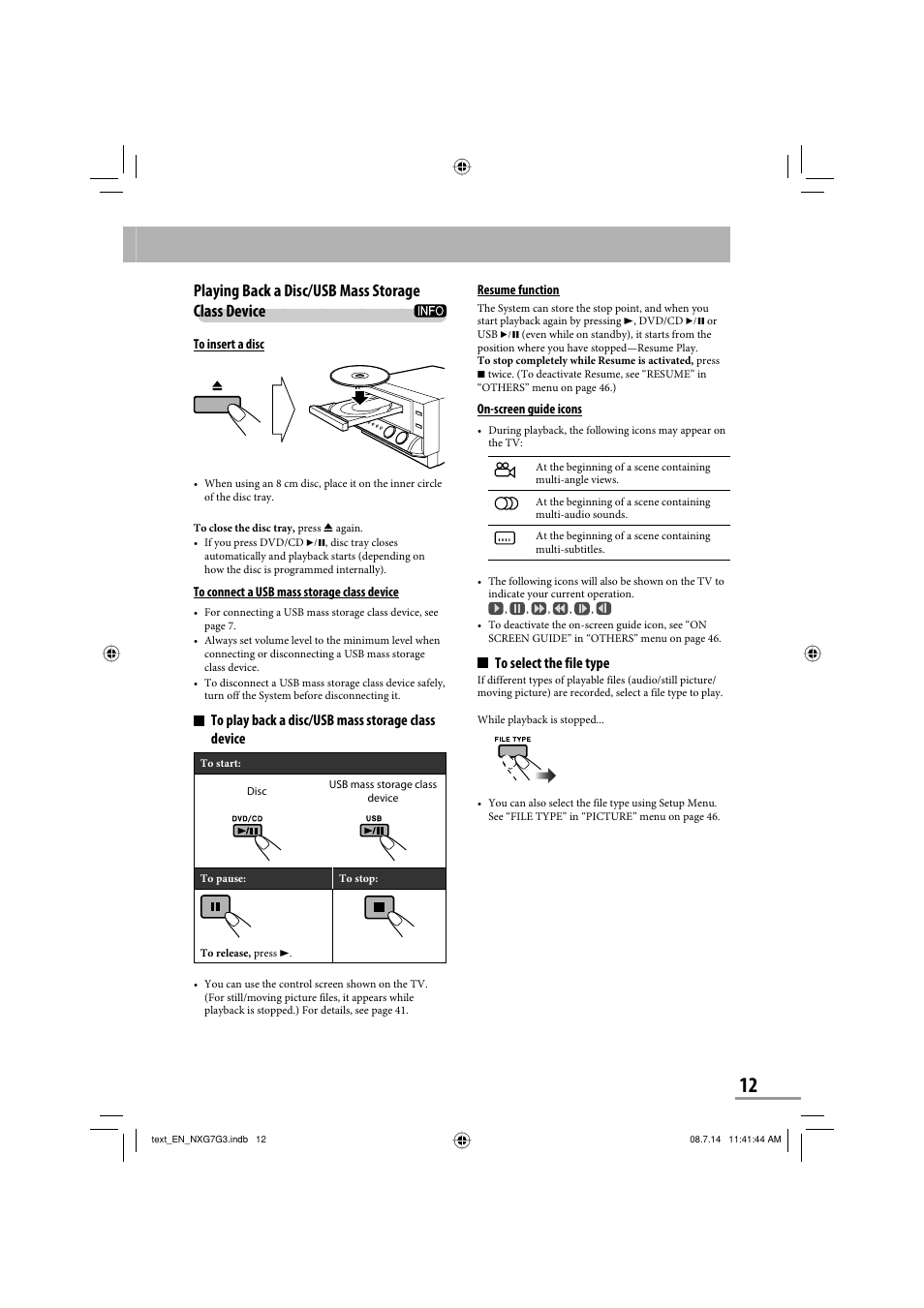 Playing back a disc/usb mass storage class device | JVC CA-NXG9 User Manual | Page 87 / 132