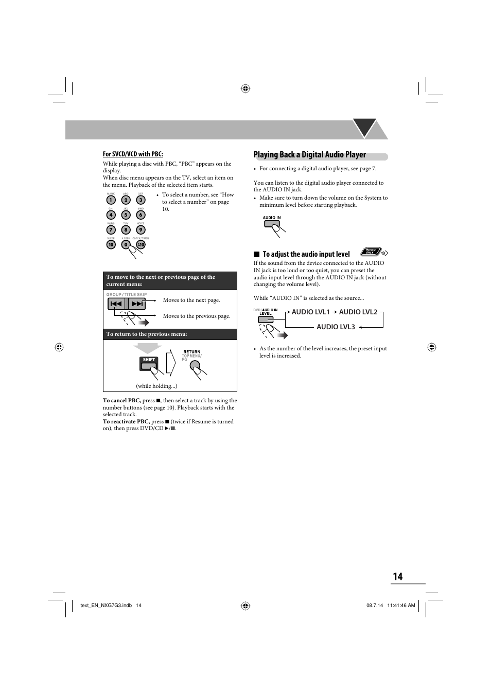 Playing back a digital audio player | JVC CA-NXG9 User Manual | Page 89 / 132