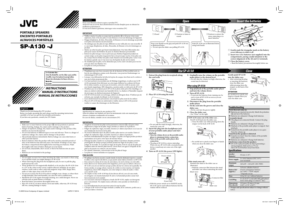 JVC SP-A130-E User Manual | 6 pages