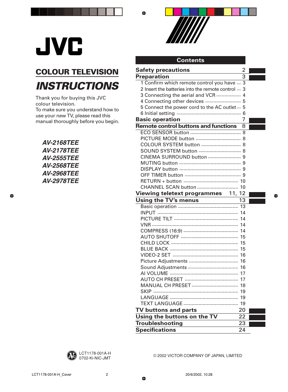JVC AV-29WX3 User Manual | Page 25 / 72