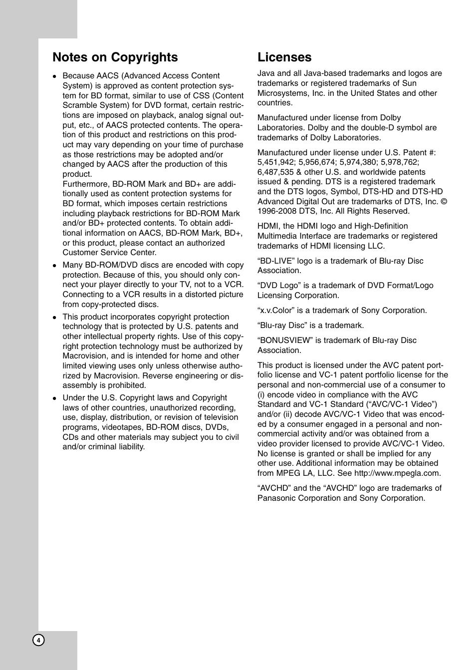 Notes on copyrights, Licenses | JVC LVT2007-003C User Manual | Page 4 / 40