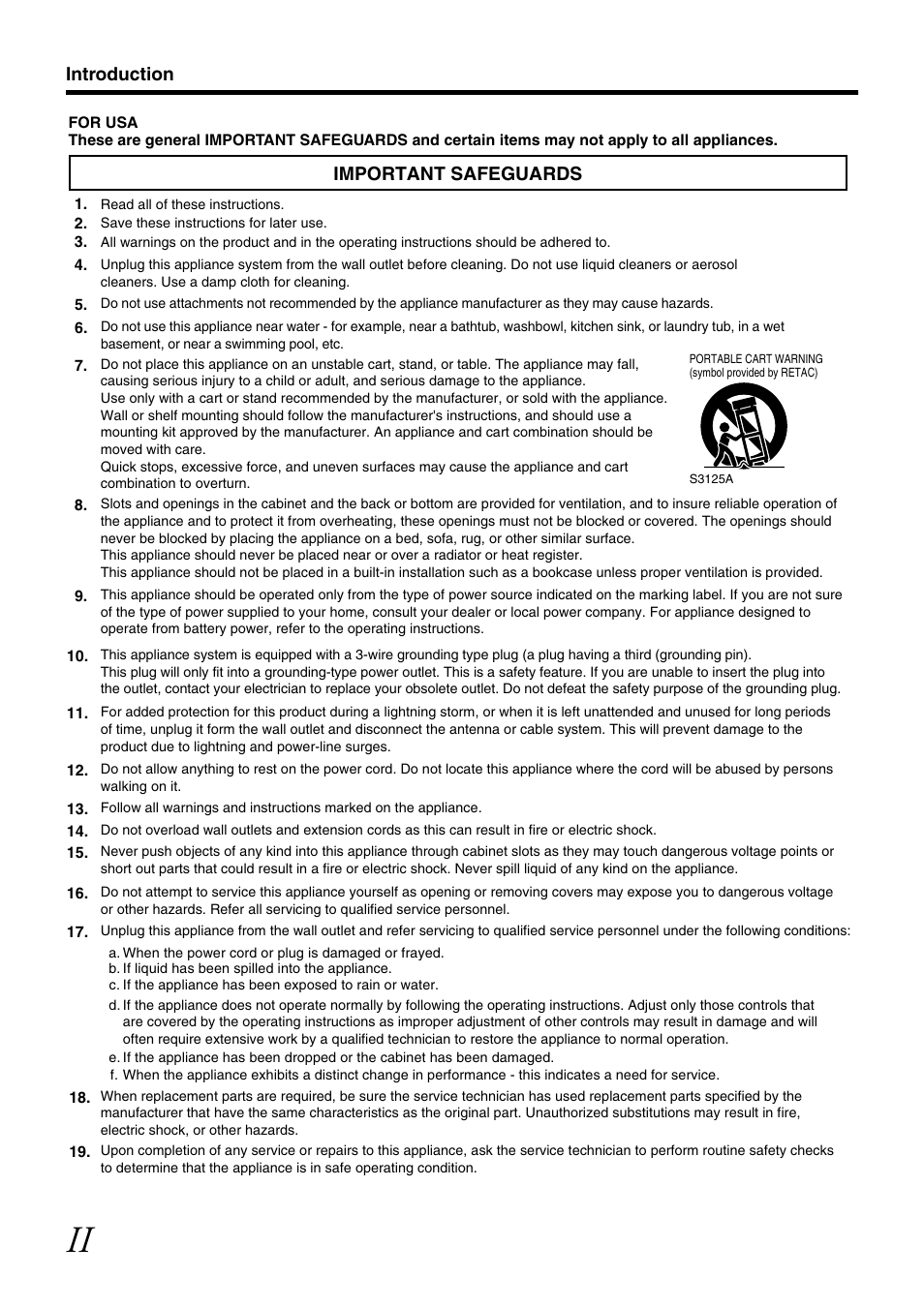 Introduction, Important safeguards | JVC RM-LP25U User Manual | Page 2 / 44