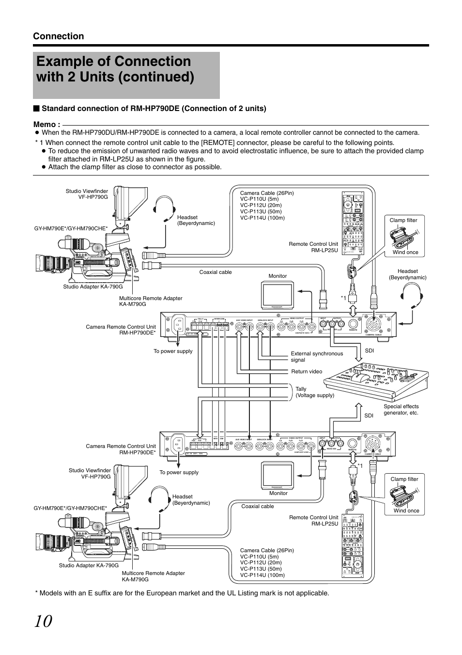 Example of connection with 2 units (continued), Connection | JVC RM-LP25U User Manual | Page 20 / 44