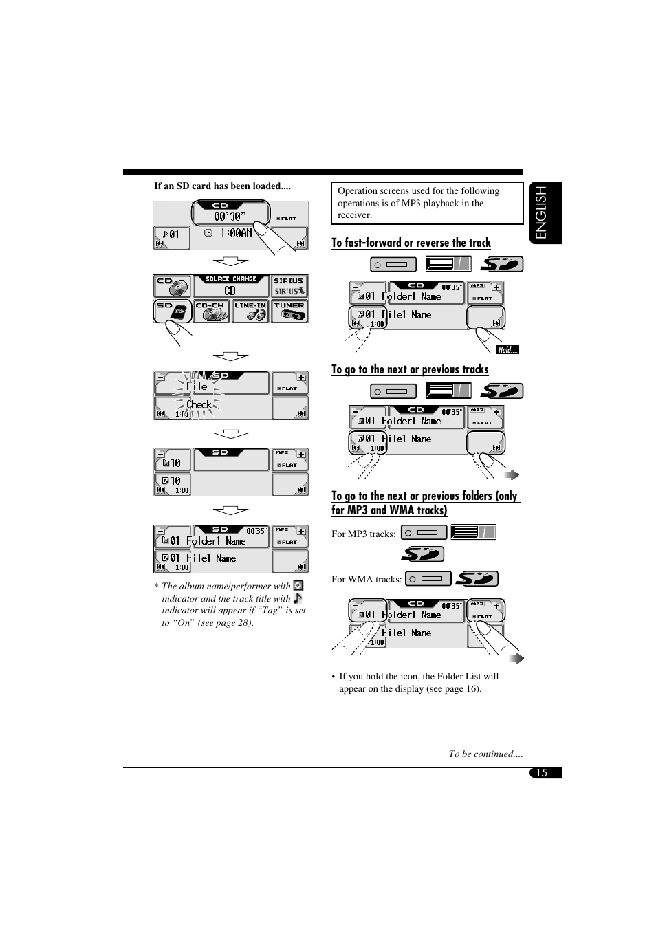 Playback controls, English | JVC KD-LHX550 User Manual | Page 15 / 86