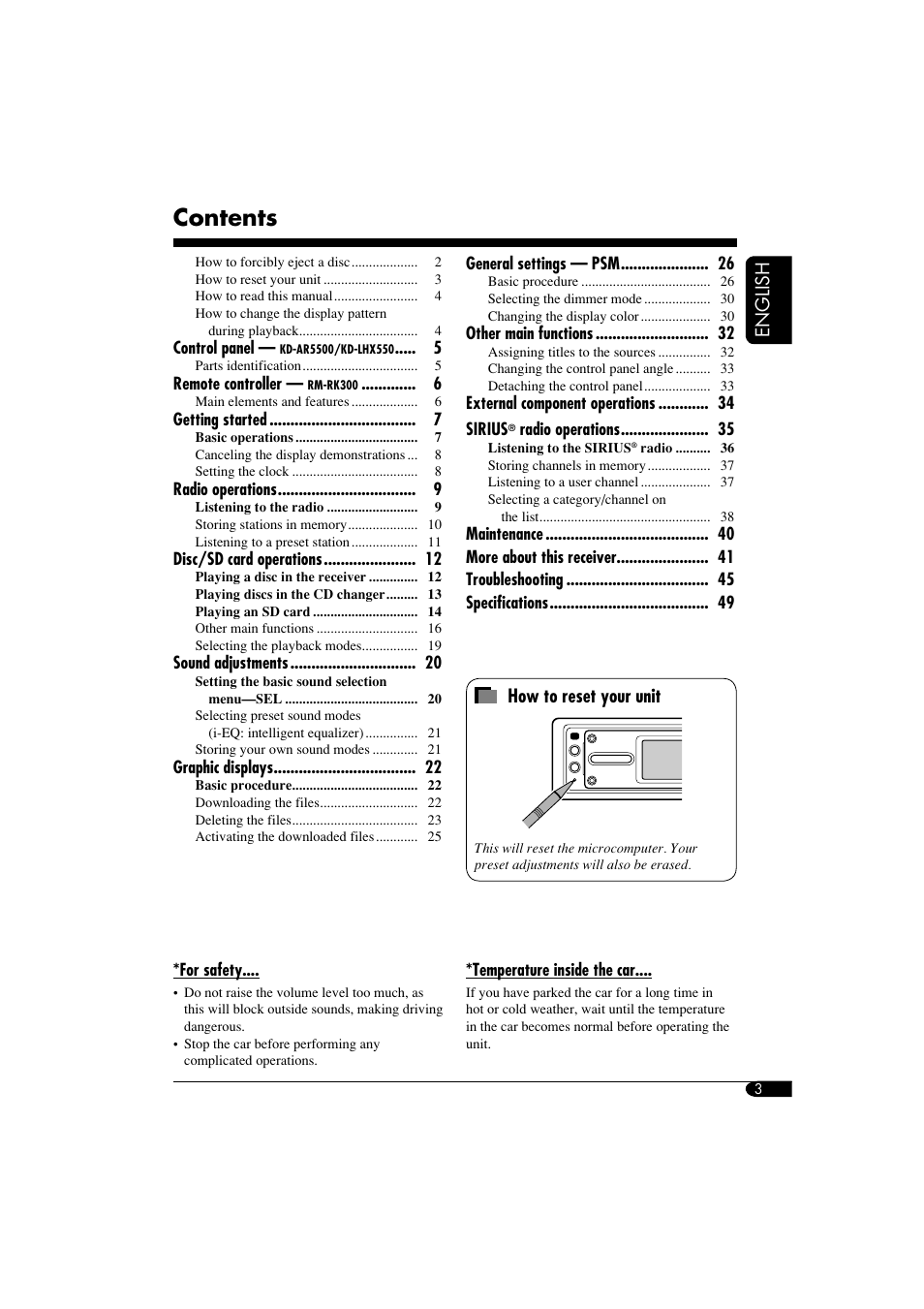 JVC KD-LHX550 User Manual | Page 3 / 86