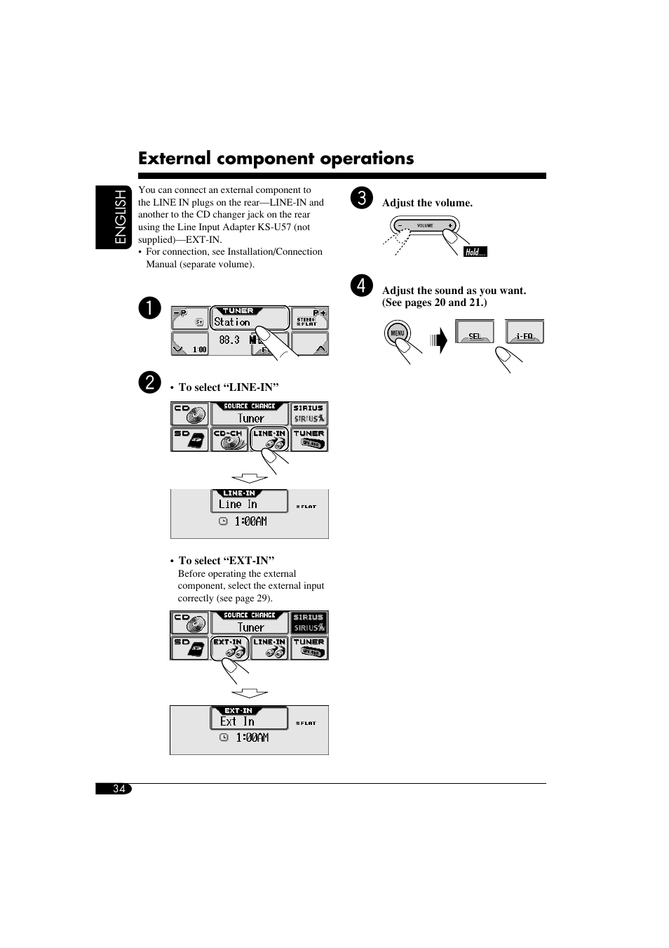 Aux in | JVC KD-LHX550 User Manual | Page 34 / 86