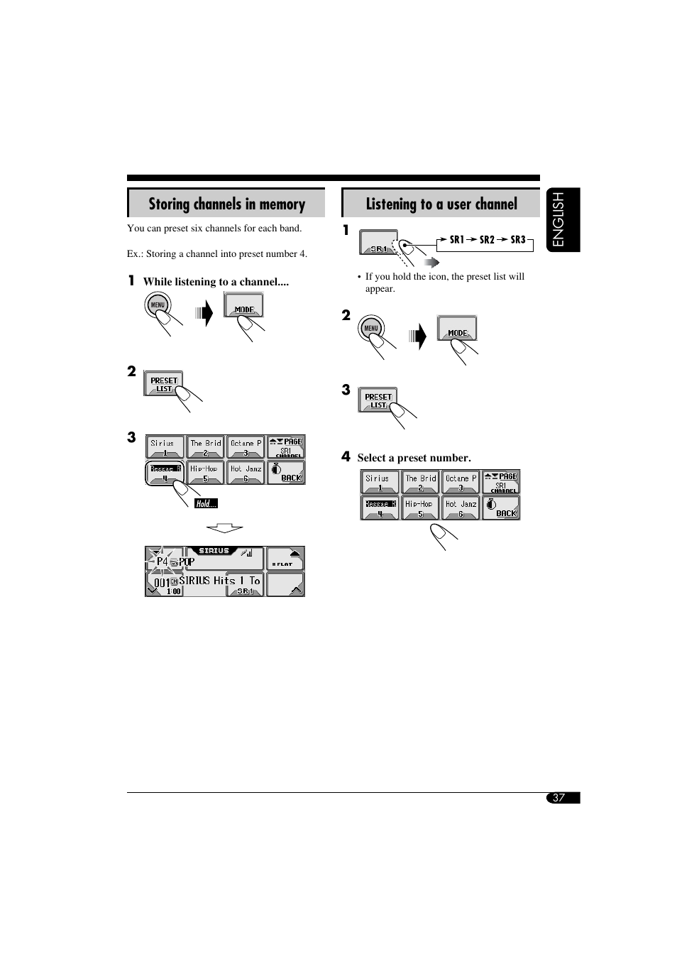 Listening to a user channel | JVC KD-LHX550 User Manual | Page 37 / 86
