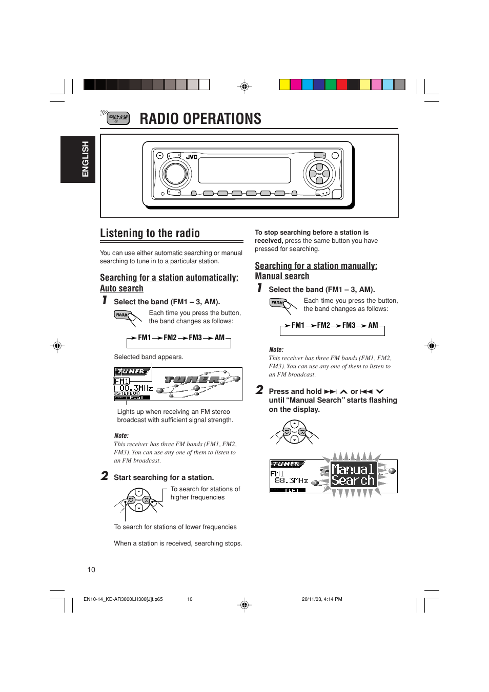 Radio operations, Listening to the radio | JVC GET0201-001A User Manual | Page 10 / 171