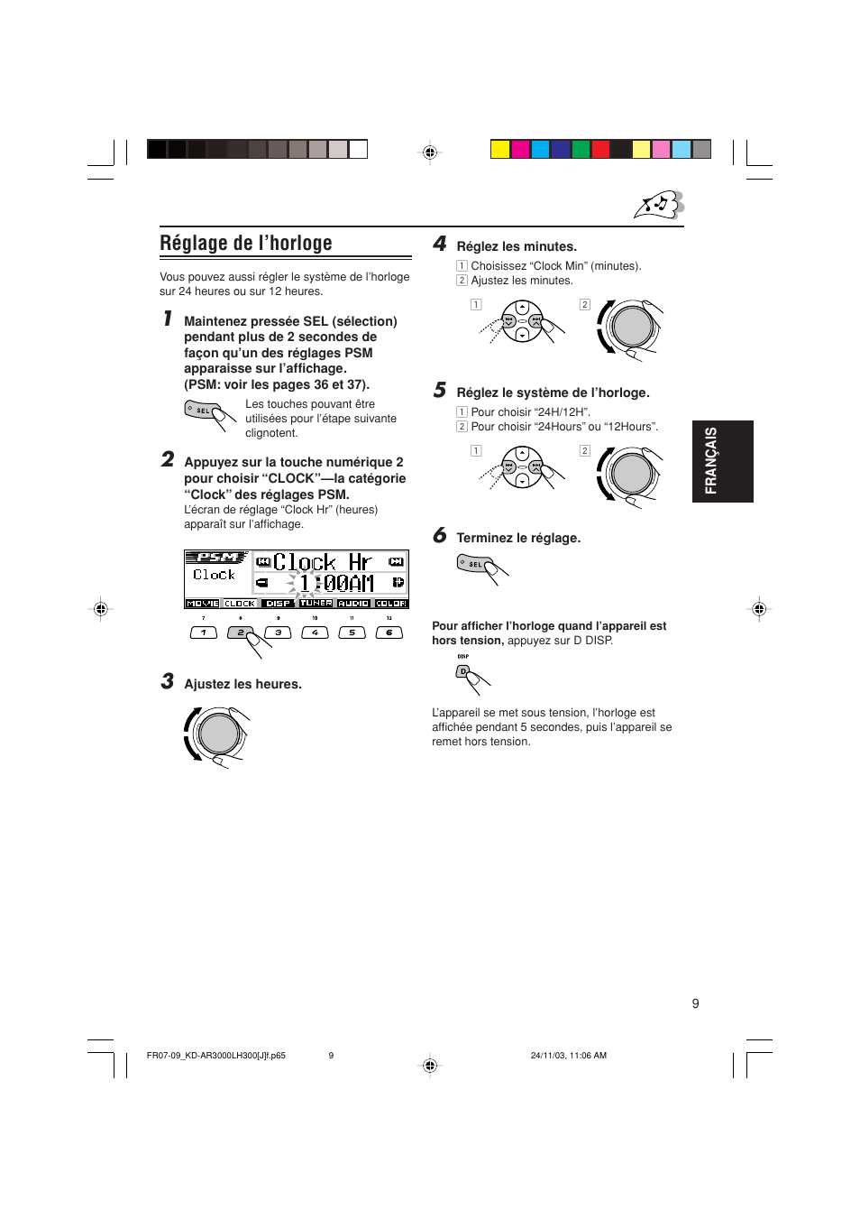 Réglage de l’horloge | JVC GET0201-001A User Manual | Page 121 / 171
