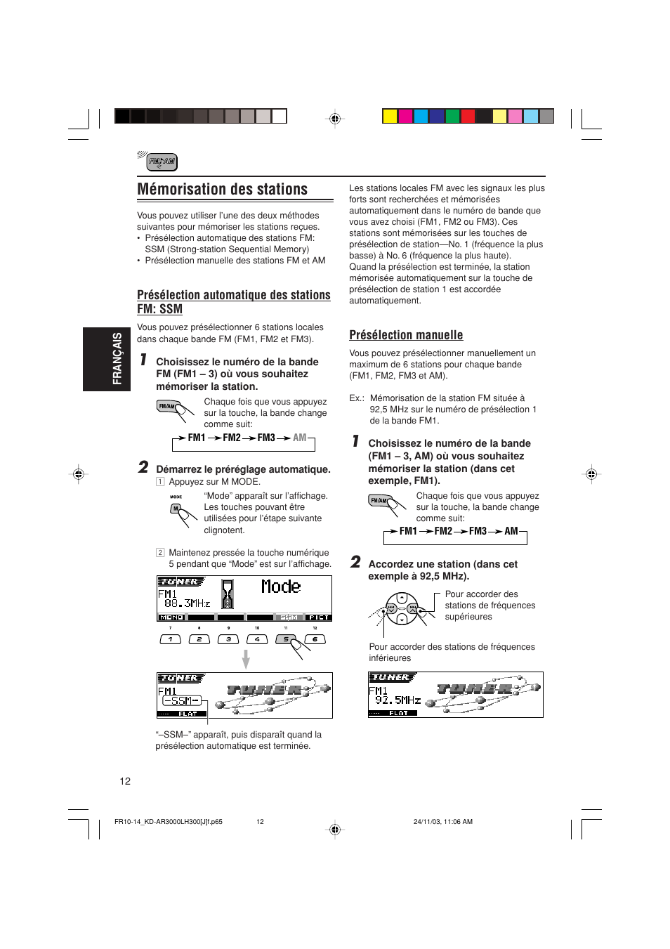 Mémorisation des stations | JVC GET0201-001A User Manual | Page 124 / 171