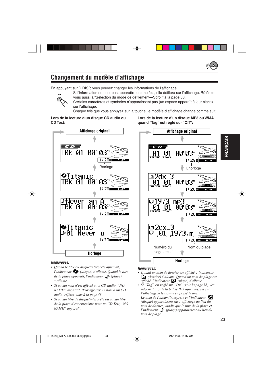 Changement du modèle d’affichage | JVC GET0201-001A User Manual | Page 135 / 171