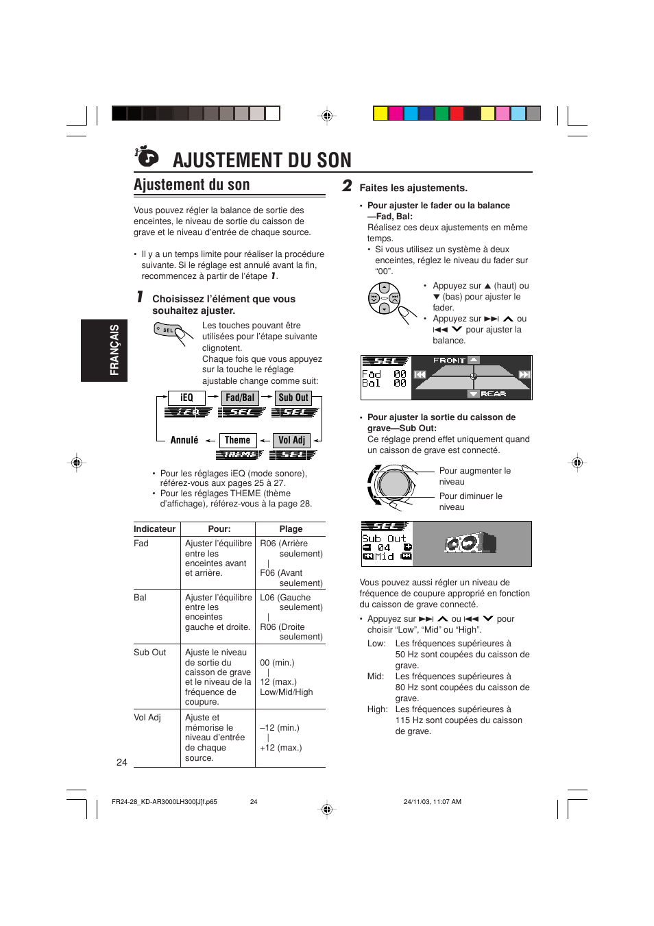 Ajustement du son | JVC GET0201-001A User Manual | Page 136 / 171