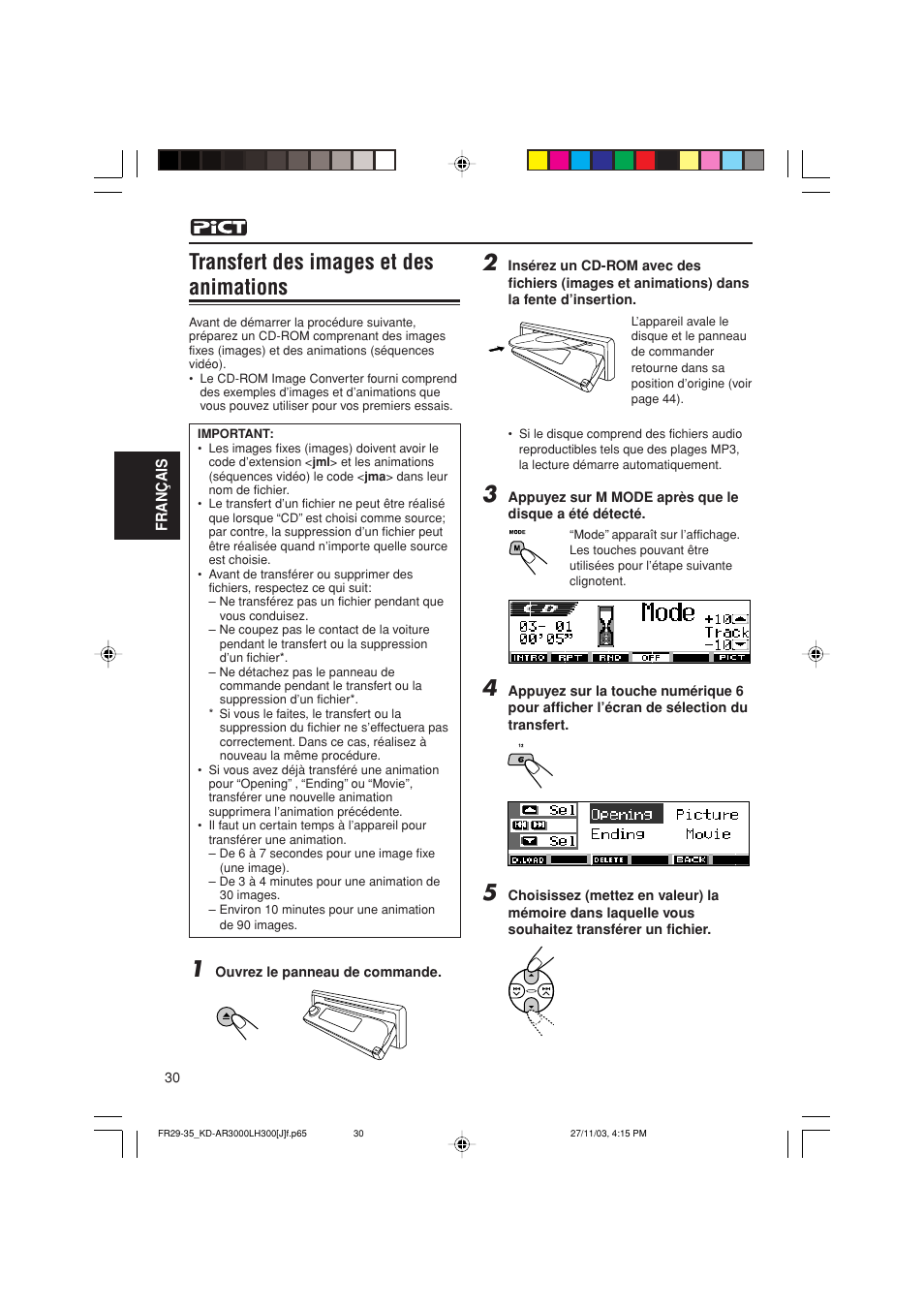 Transfert des images et des animations | JVC GET0201-001A User Manual | Page 142 / 171