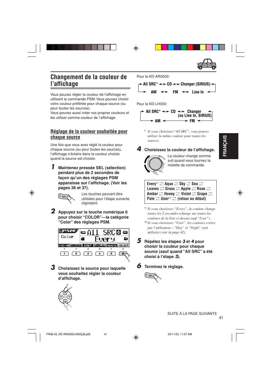 Changement de la couleur de l’affichage | JVC GET0201-001A User Manual | Page 153 / 171