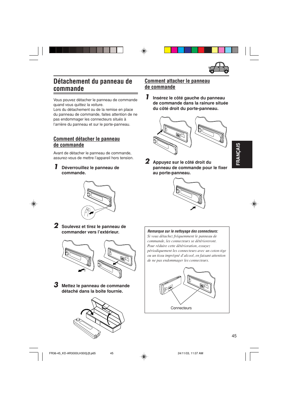 Détachement du panneau de commande | JVC GET0201-001A User Manual | Page 157 / 171