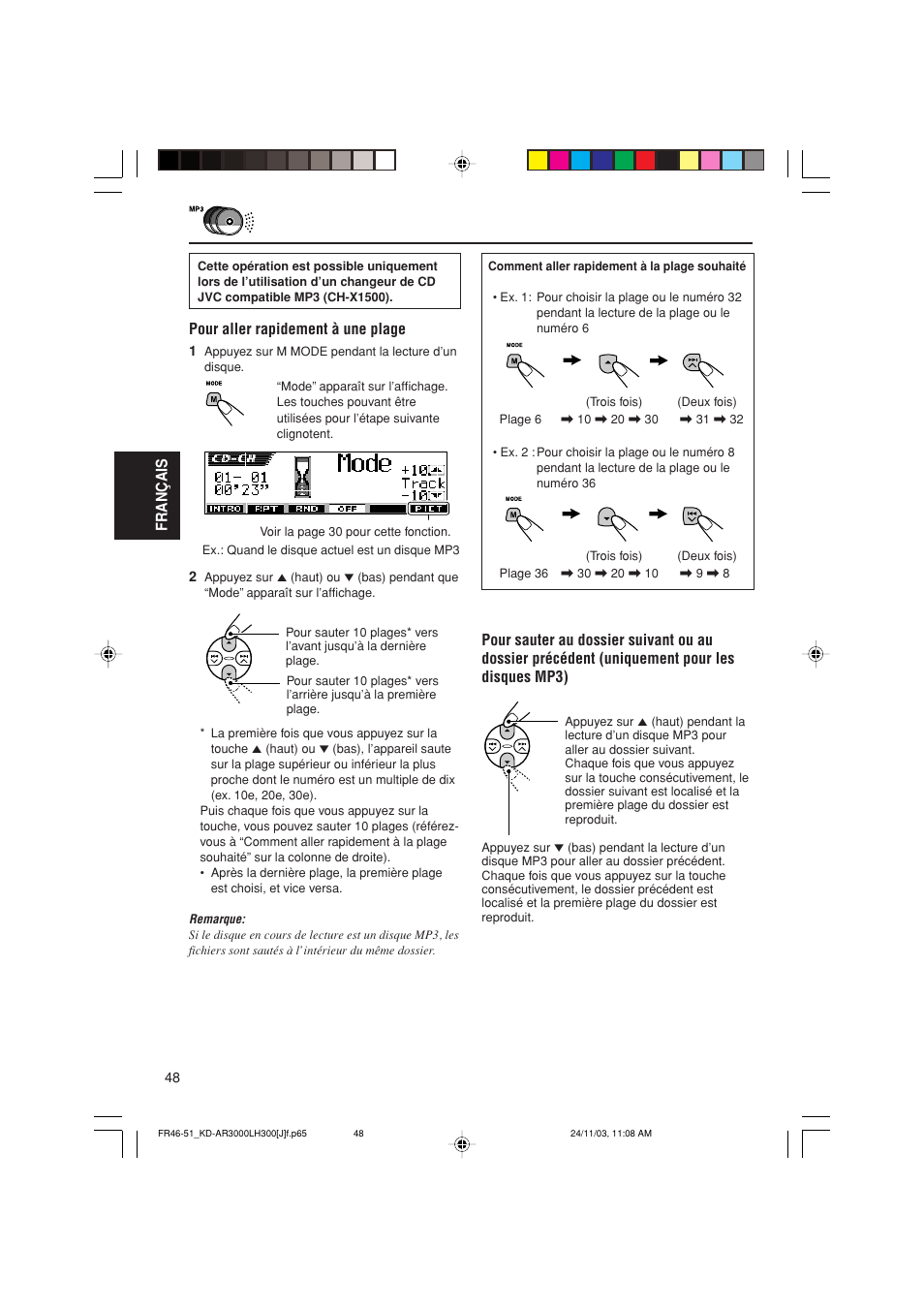 Français, Pour aller rapidement à une plage | JVC GET0201-001A User Manual | Page 160 / 171