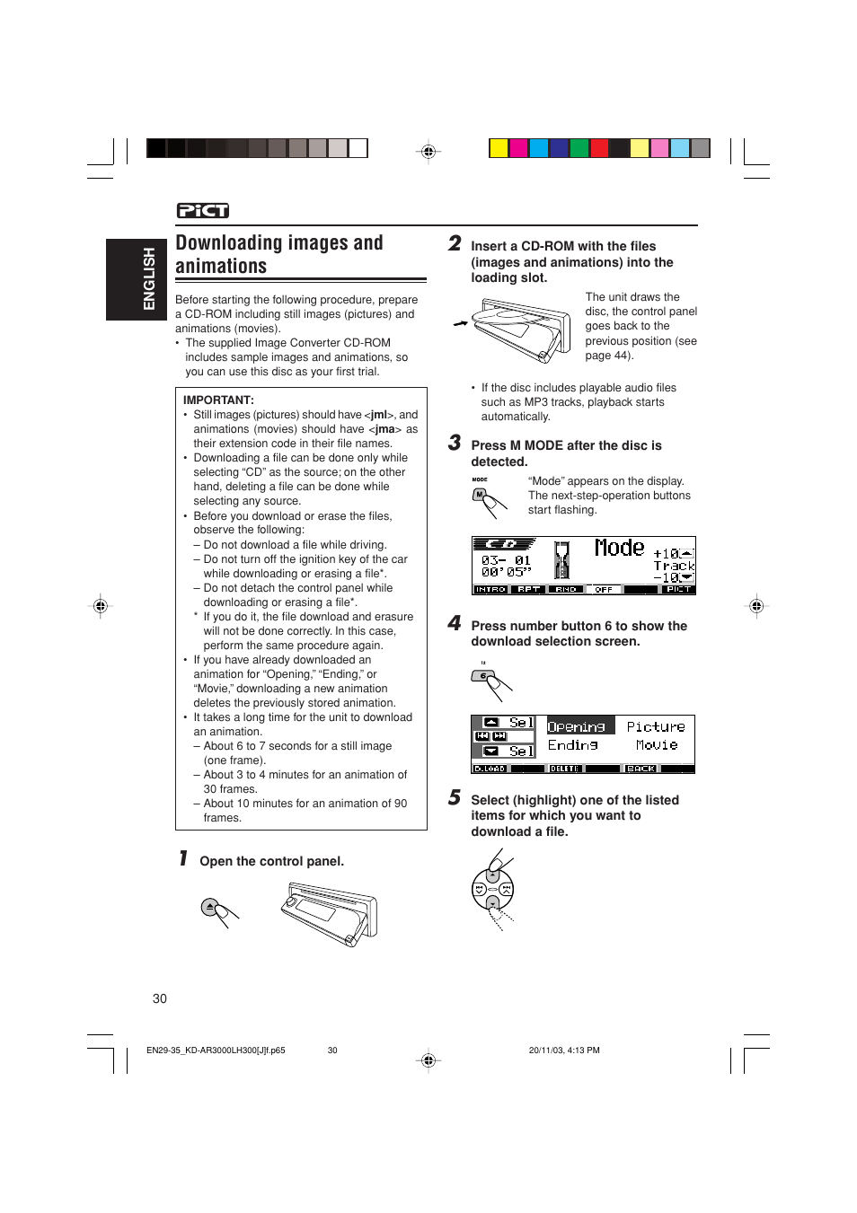 Downloading images and animations | JVC GET0201-001A User Manual | Page 30 / 171