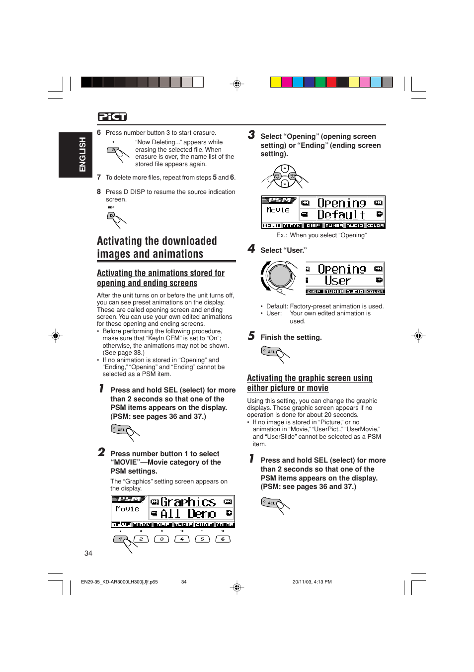 Activating the downloaded images and animations | JVC GET0201-001A User Manual | Page 34 / 171