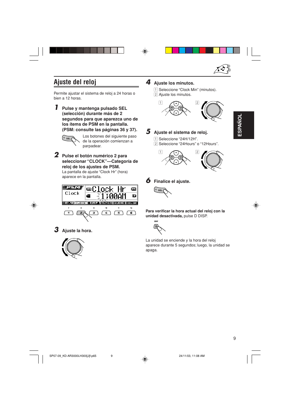 Ajuste del reloj | JVC GET0201-001A User Manual | Page 65 / 171