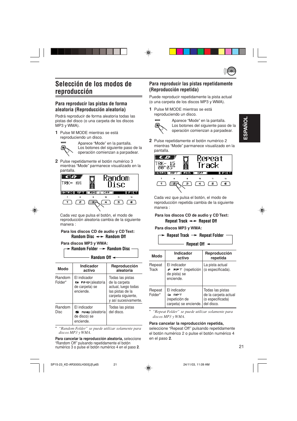 Selección de los modos de reproducción | JVC GET0201-001A User Manual | Page 77 / 171