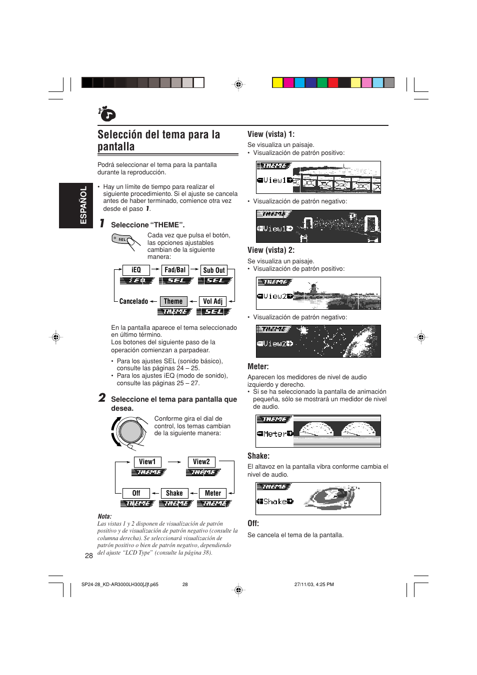 Selección del tema para la pantalla | JVC GET0201-001A User Manual | Page 84 / 171