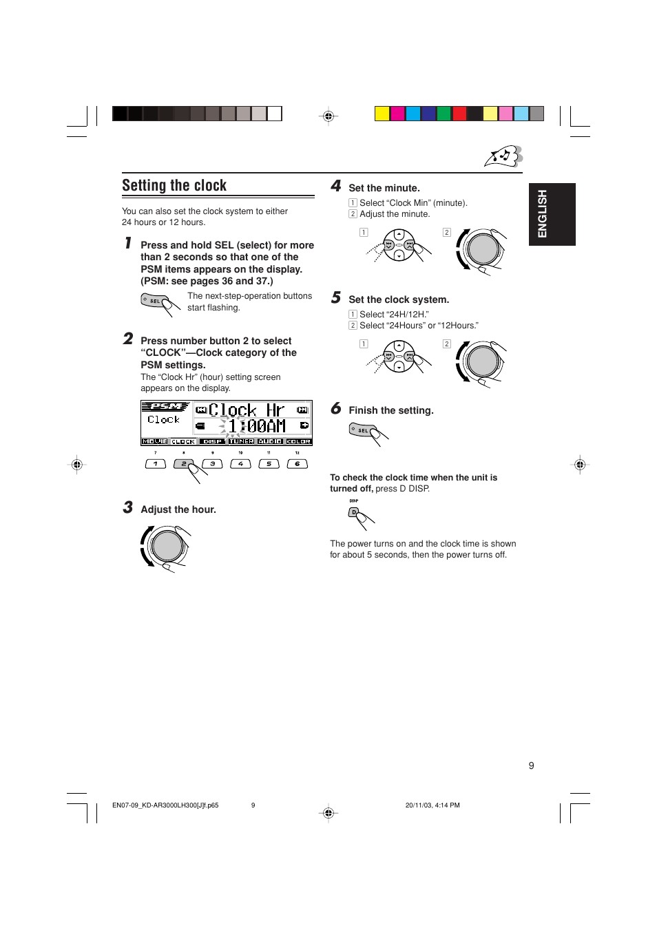 Setting the clock | JVC GET0201-001A User Manual | Page 9 / 171