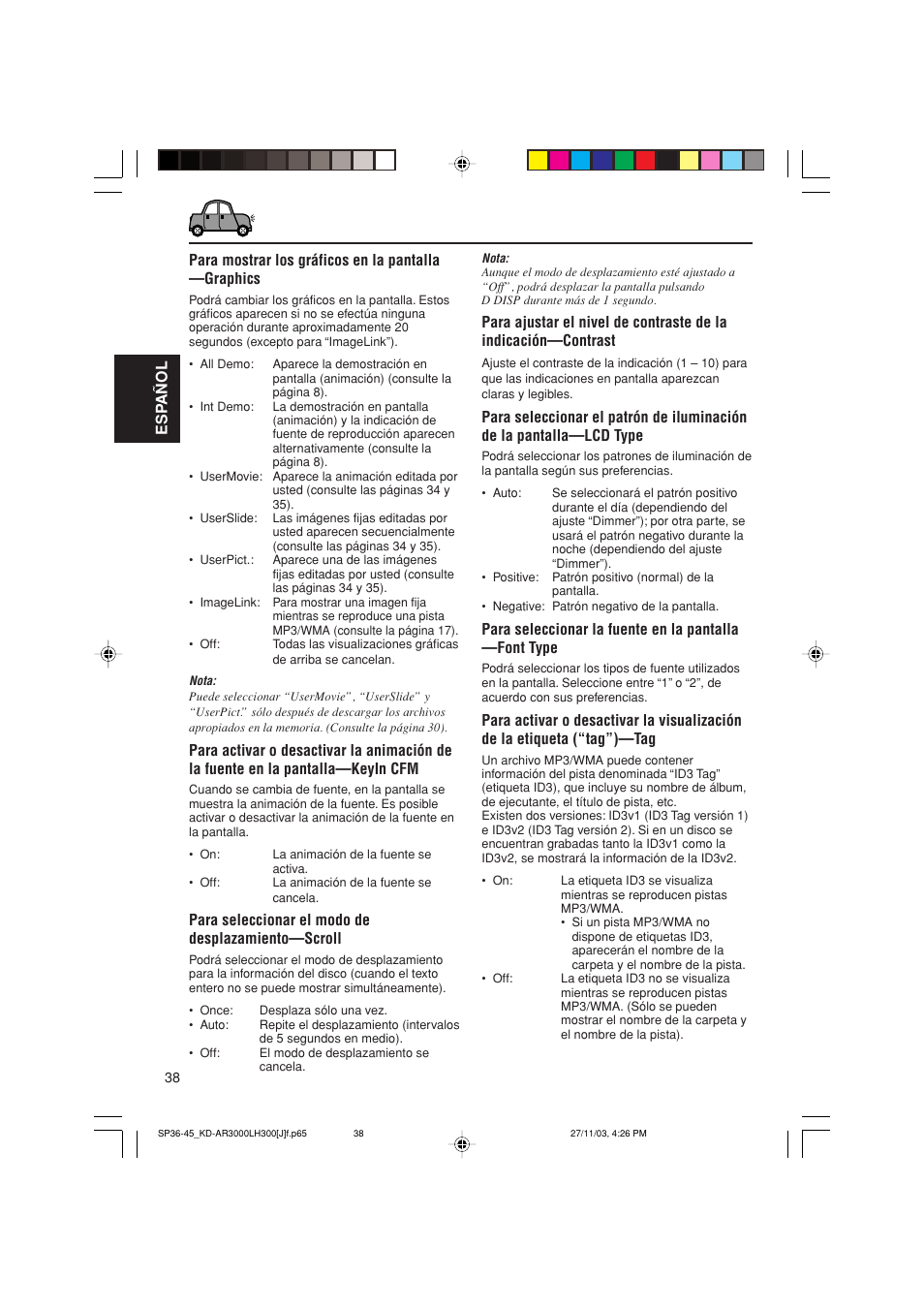 Para seleccionar el modo de desplazamiento—scroll | JVC GET0201-001A User Manual | Page 94 / 171