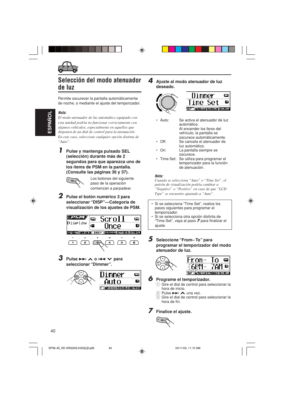 Selección del modo atenuador de luz | JVC GET0201-001A User Manual | Page 96 / 171