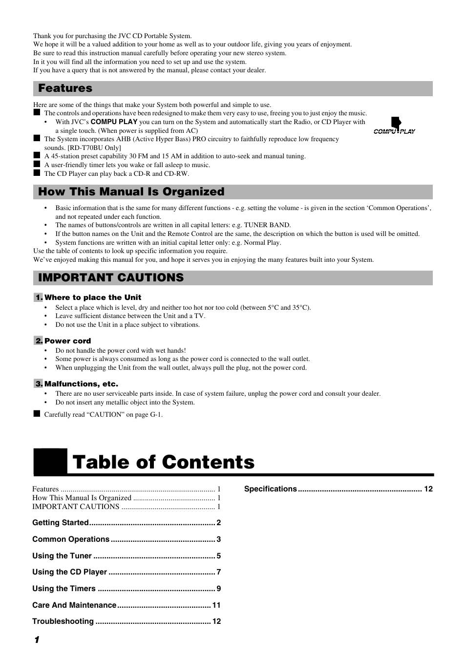 JVC RD-T70BU User Manual | Page 4 / 18