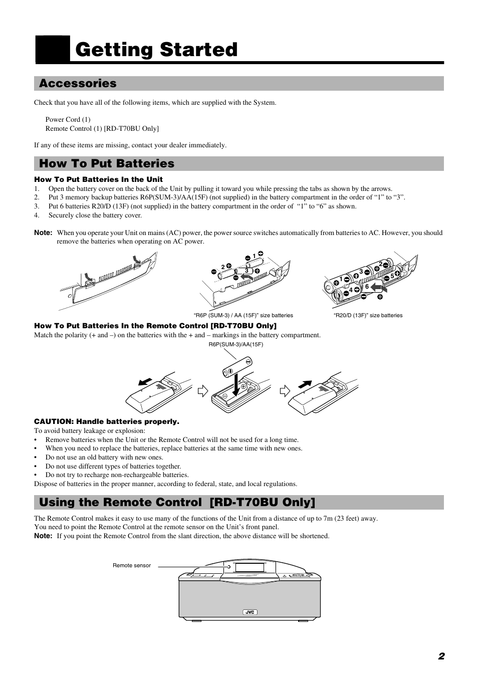 Getting started | JVC RD-T70BU User Manual | Page 5 / 18