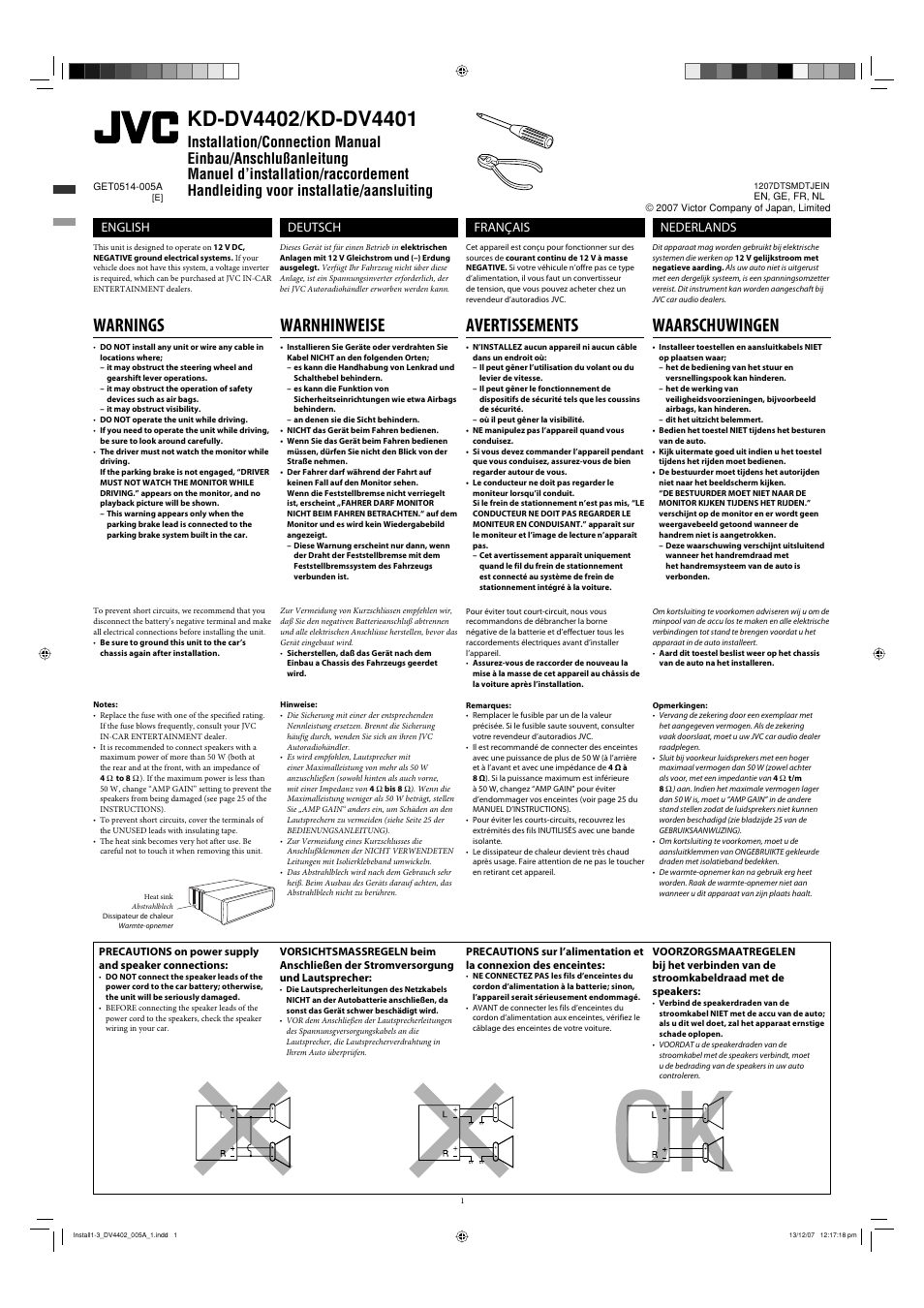JVC DVD/CD Receiver KD-DV4402 User Manual | 6 pages