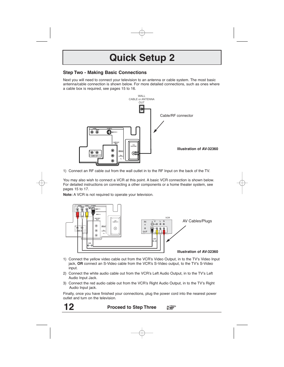 Quick setup 2 | JVC AV 32320 User Manual | Page 12 / 56