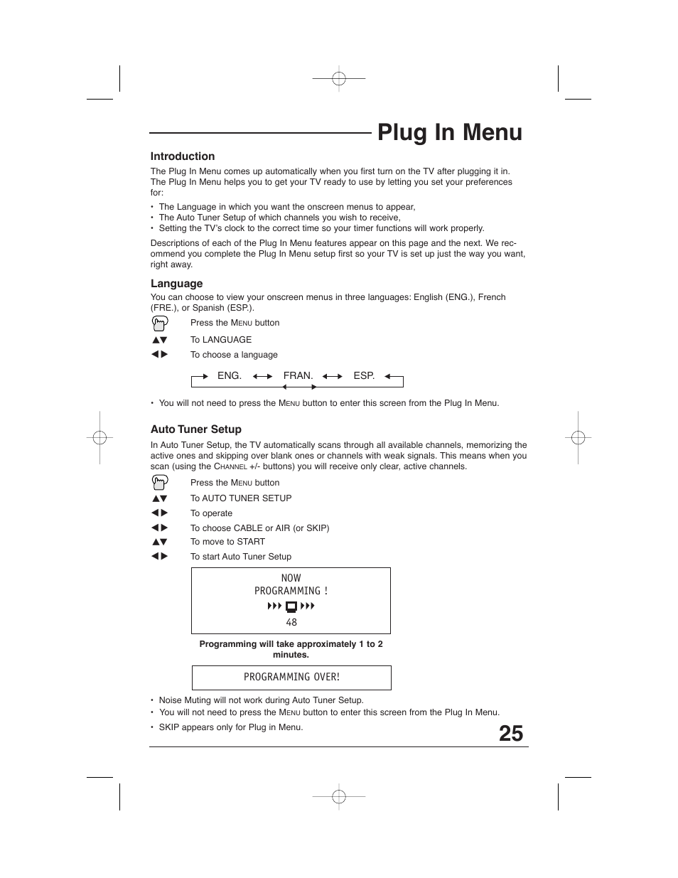 Plug in menu | JVC AV 32320 User Manual | Page 25 / 56