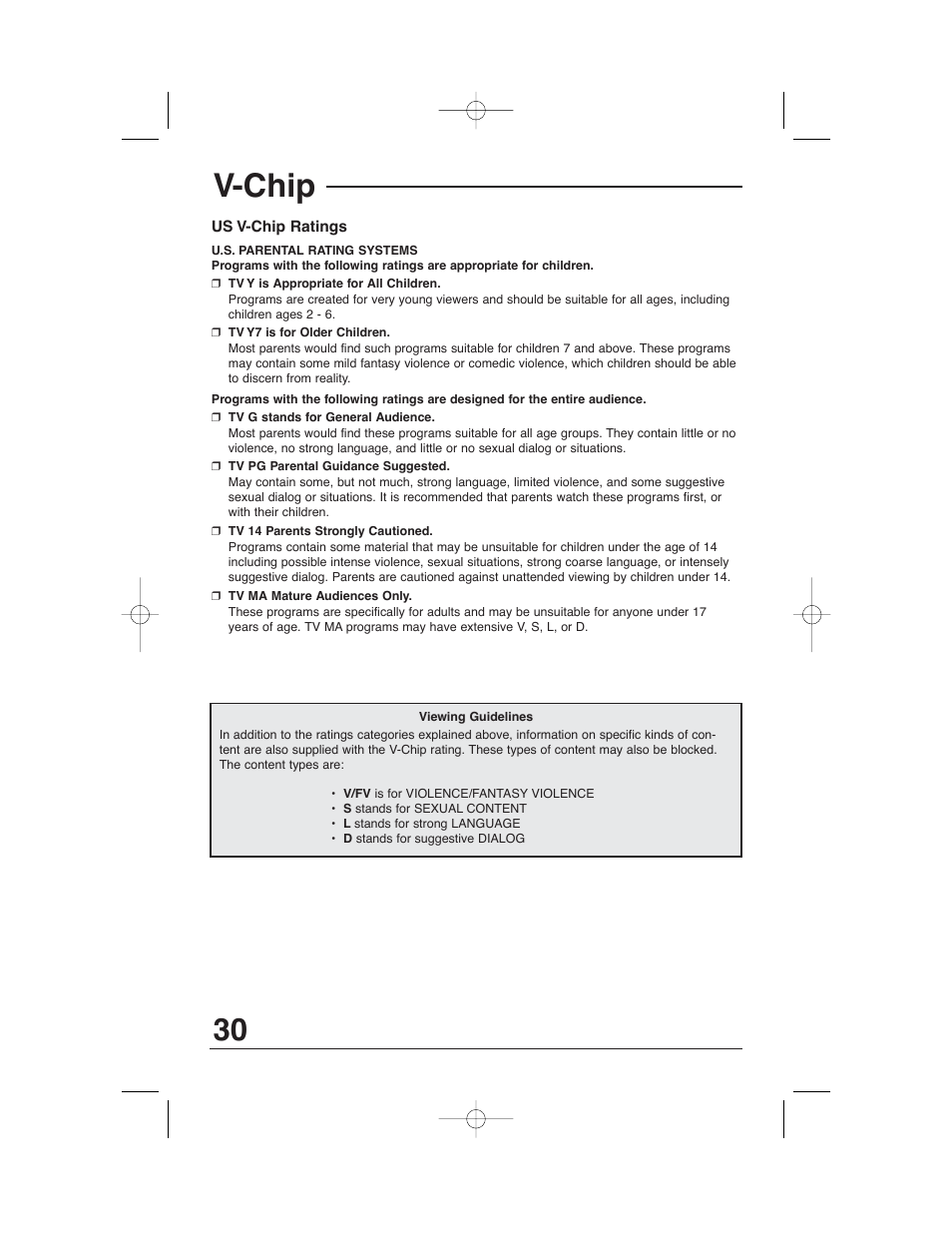 V-chip | JVC AV 32320 User Manual | Page 30 / 56