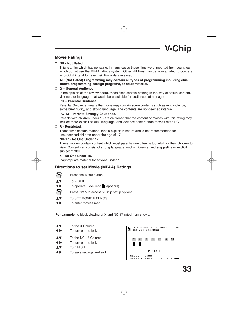 V-chip | JVC AV 32320 User Manual | Page 33 / 56