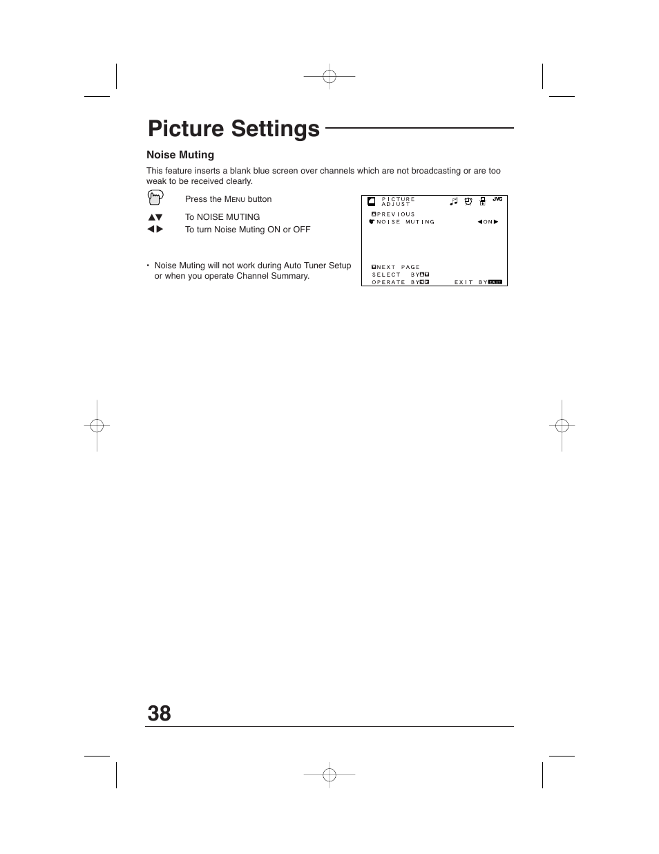 Picture settings | JVC AV 32320 User Manual | Page 38 / 56