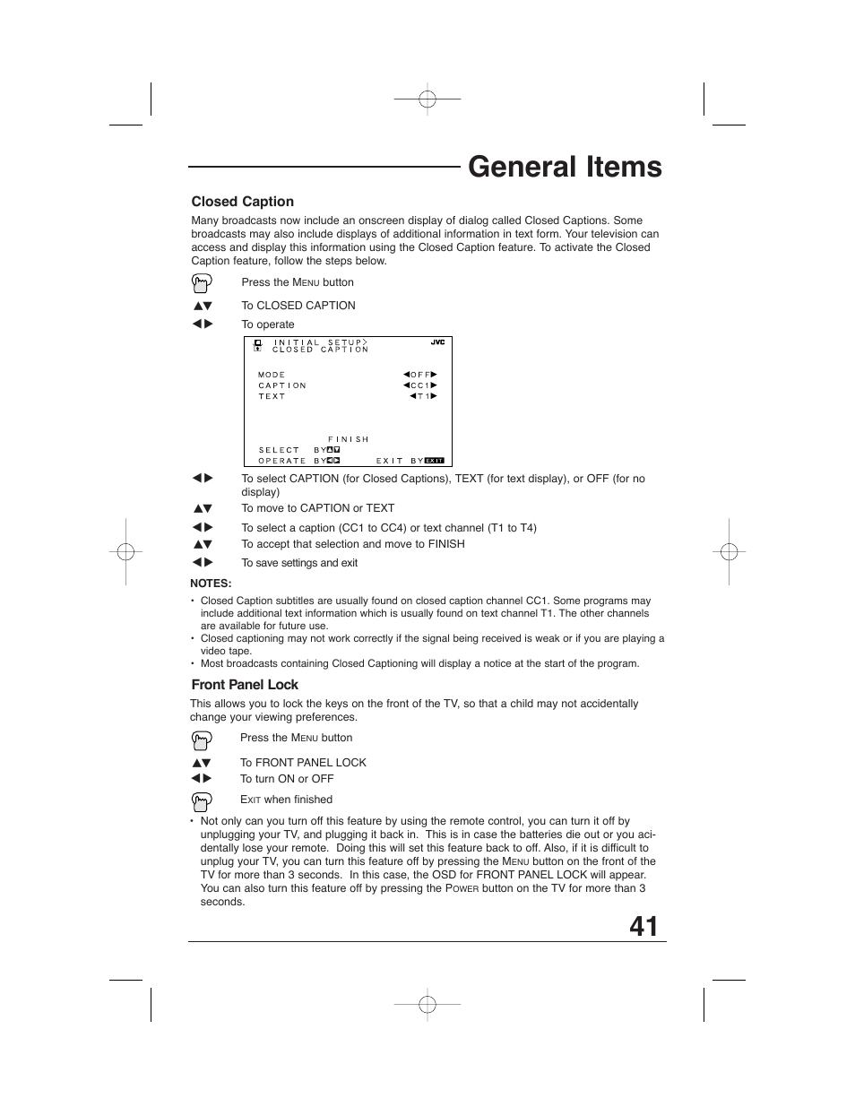 General items | JVC AV 32320 User Manual | Page 41 / 56