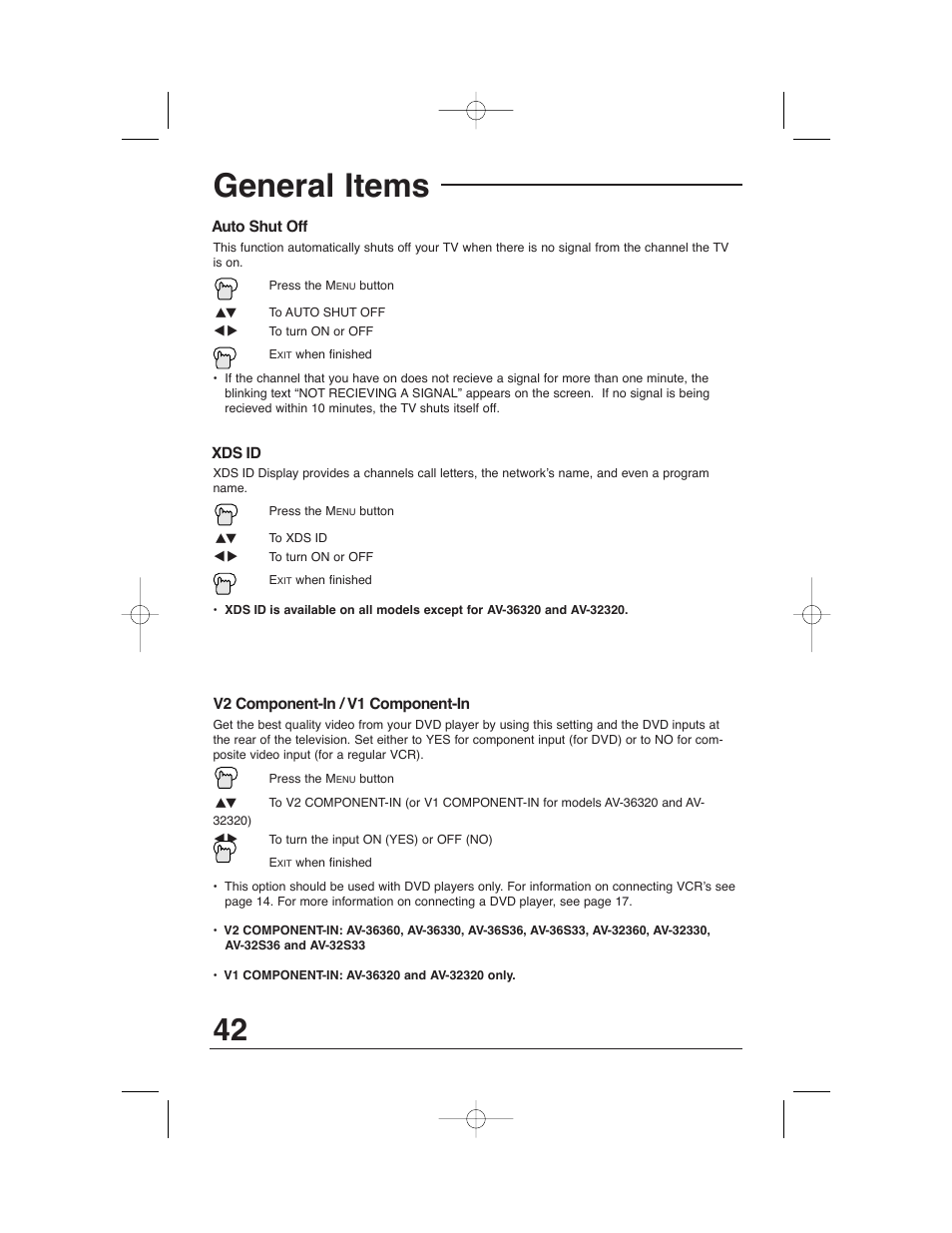 General items | JVC AV 32320 User Manual | Page 42 / 56