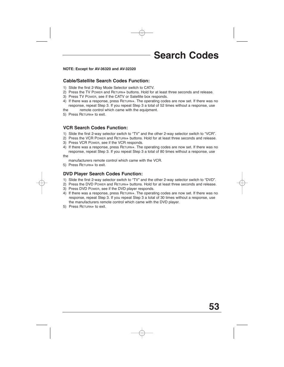 Search codes | JVC AV 32320 User Manual | Page 53 / 56