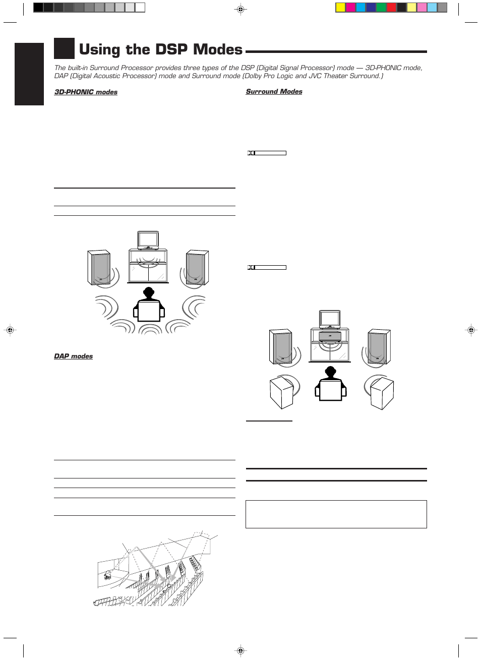 Using the dsp modes, English, As for the dvd multi playback mode, see page 20 | JVC LVT0142-006A User Manual | Page 18 / 38