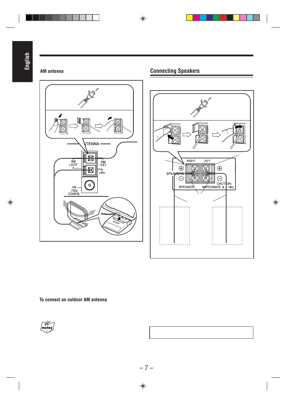 English, Connecting speakers | JVC CA-MXS6MD User Manual | Page 10 / 75