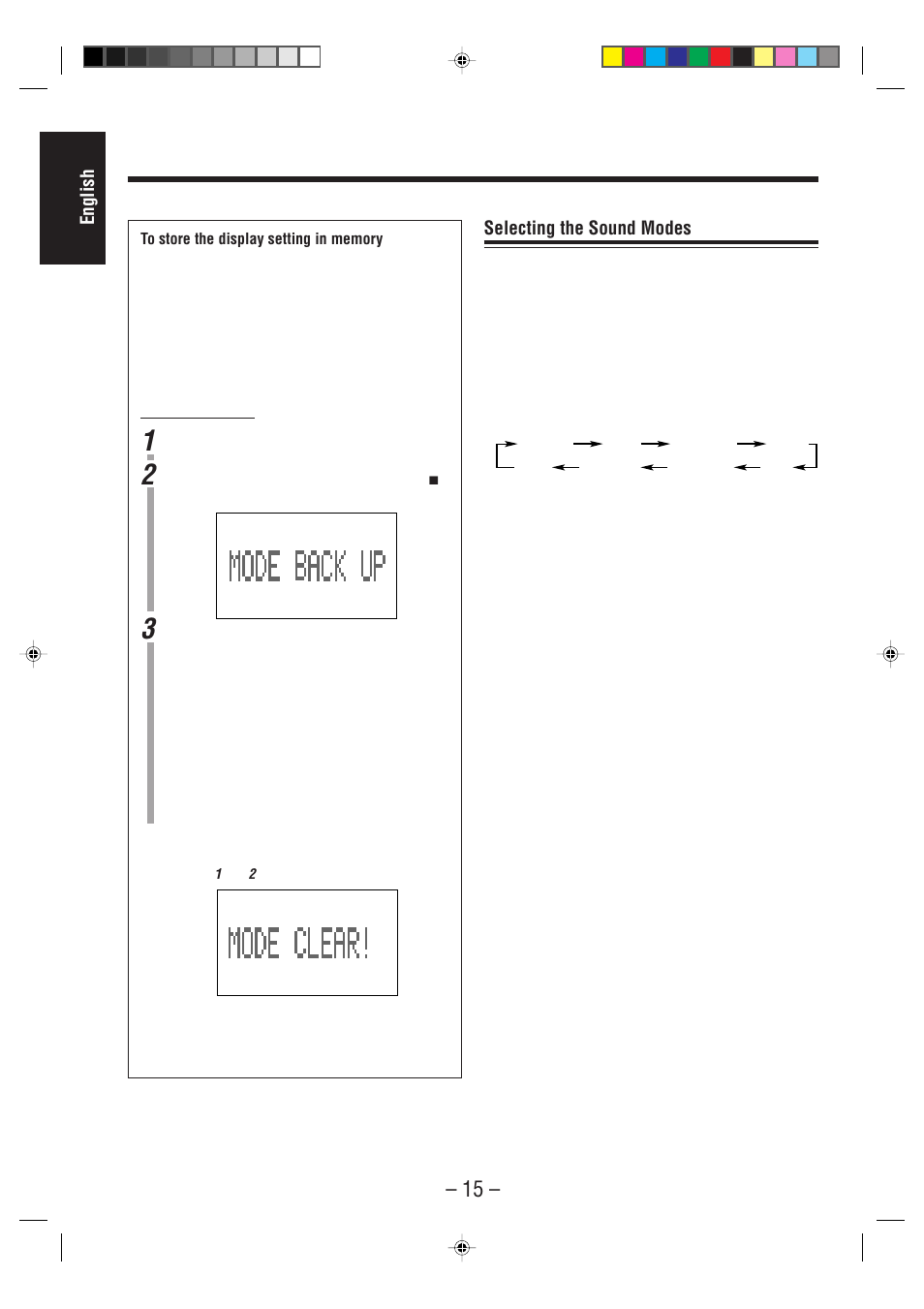 English selecting the sound modes | JVC CA-MXS6MD User Manual | Page 18 / 75