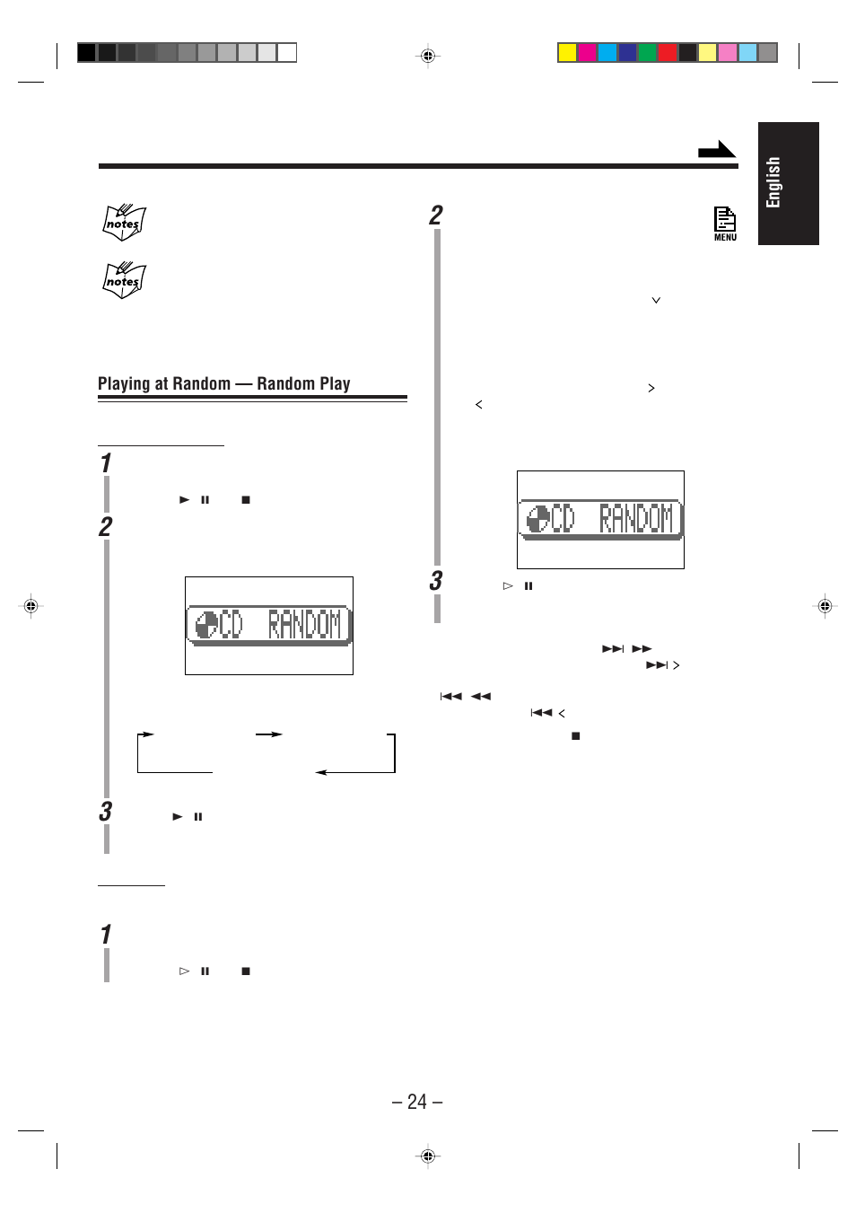 English, Playing at random — random play | JVC CA-MXS6MD User Manual | Page 27 / 75