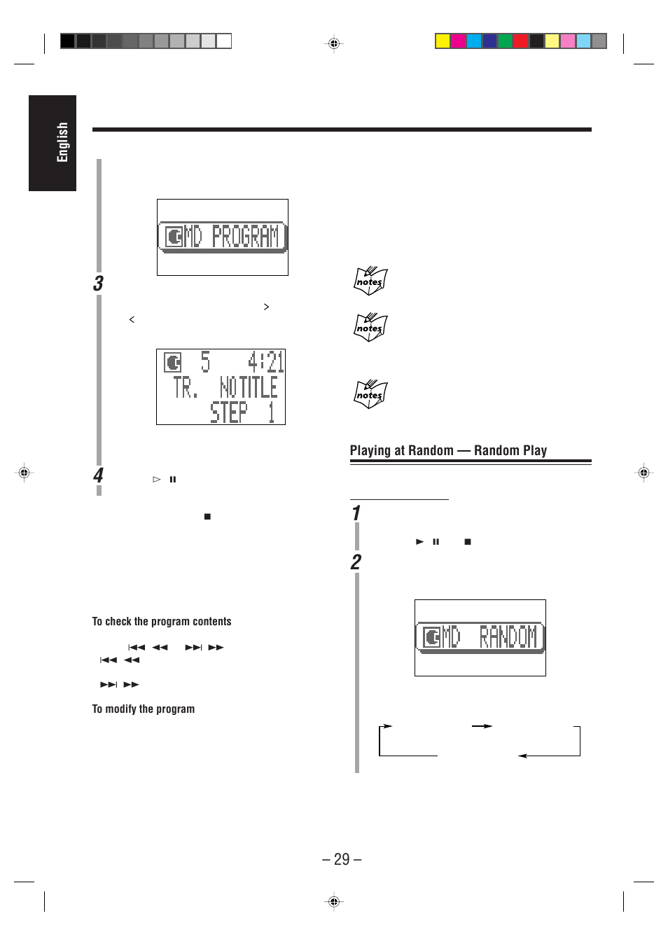 English, Playing at random — random play | JVC CA-MXS6MD User Manual | Page 32 / 75