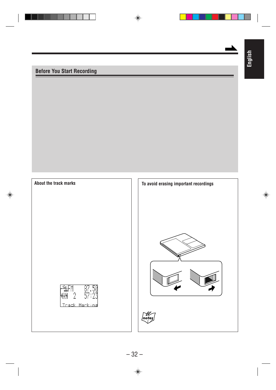 English before you start recording | JVC CA-MXS6MD User Manual | Page 35 / 75