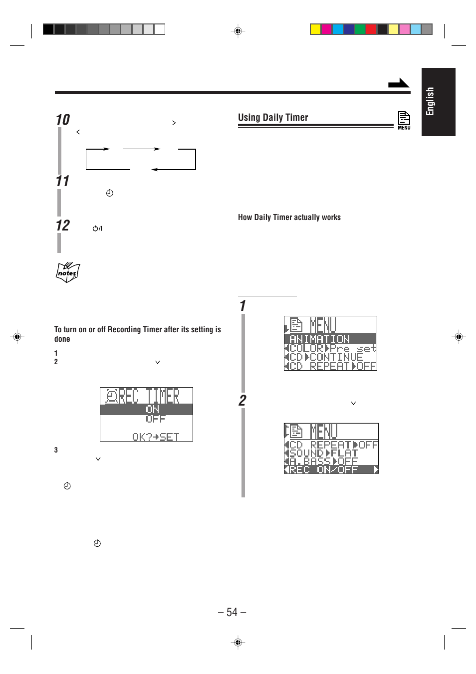 English, Using daily timer | JVC CA-MXS6MD User Manual | Page 57 / 75