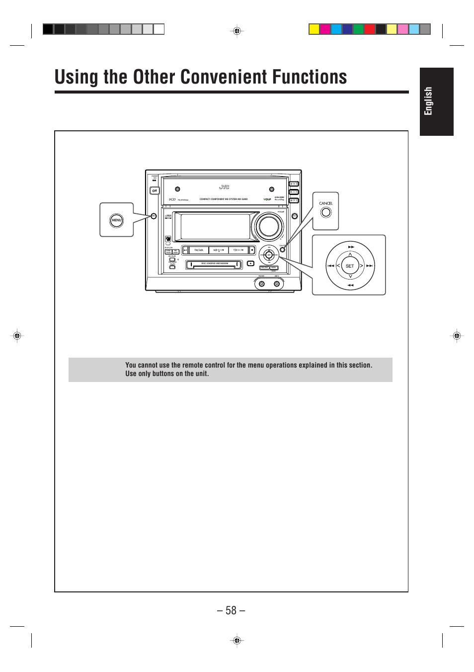 Using the other convenient functions, English | JVC CA-MXS6MD User Manual | Page 61 / 75