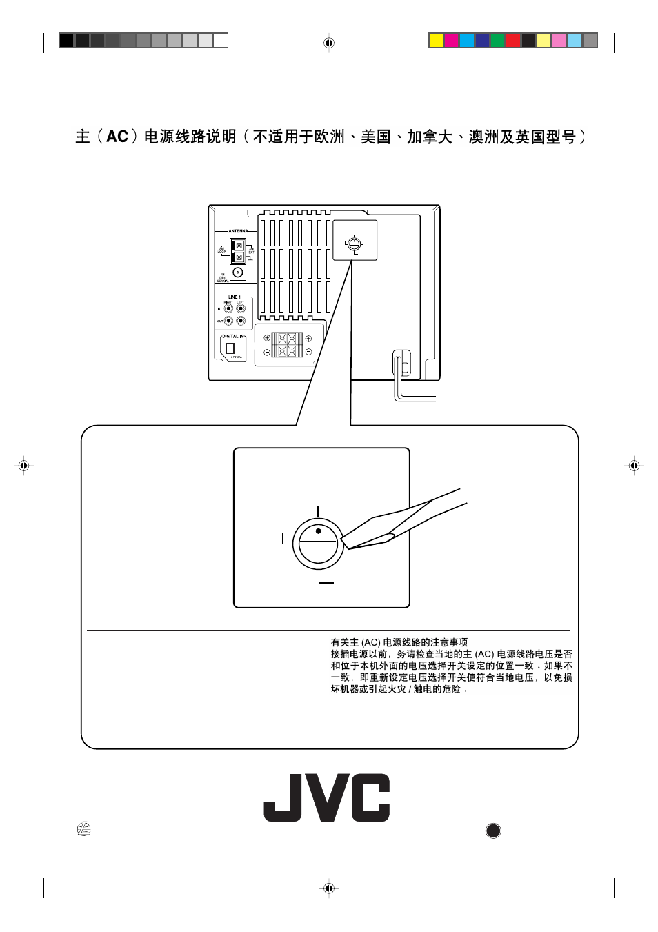 Back cover, Voltage selector | JVC CA-MXS6MD User Manual | Page 74 / 75