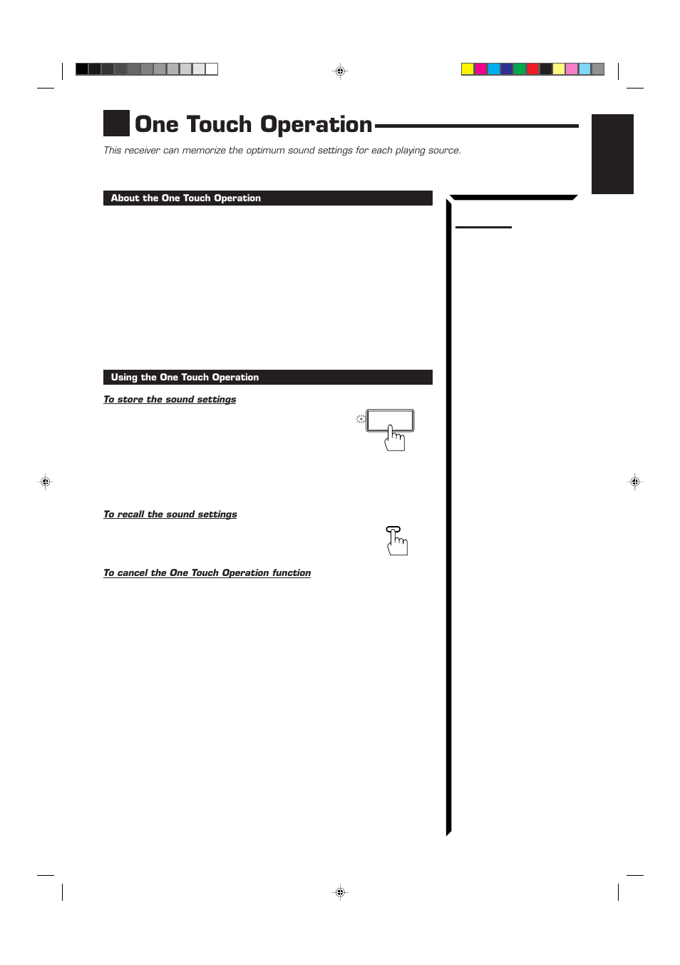 One touch operation | JVC RX-60VGD User Manual | Page 19 / 50