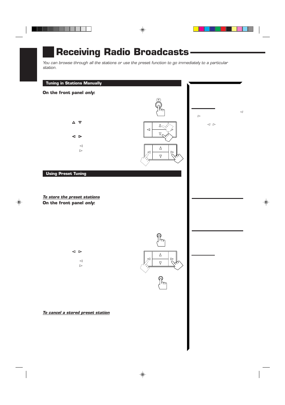 Receiving radio broadcasts | JVC RX-60VGD User Manual | Page 20 / 50